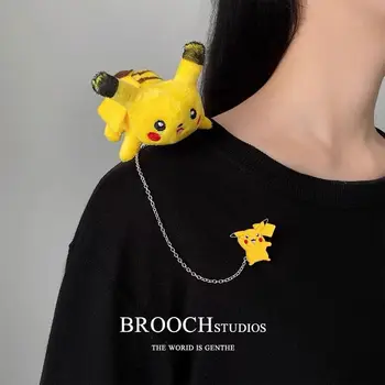 pc Pokemon peluş broş zincir Pin Pikachu sevimli giyim süslemeleri çocuk Kawaii hediye