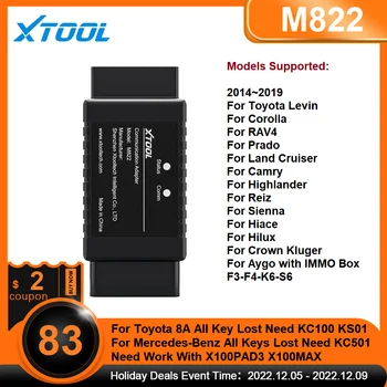 XTOOL M822 Adaptörü Toyota 8A Aile Anahtar Kayıp anahtar Programlama İle Çalışmak KC501 Programcı ve KS01 Emulator X100PAD3 X100MAX