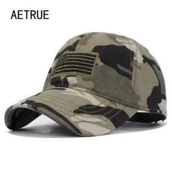 AETRUE Yüksek Kalite ABD Bayrağı Kamuflaj beyzbol şapkası Erkekler Için Snapback Kapaklar Ordu amerikan beyzbol şapkası Kemik Kamyon Şoförü Gorras Kapaklar