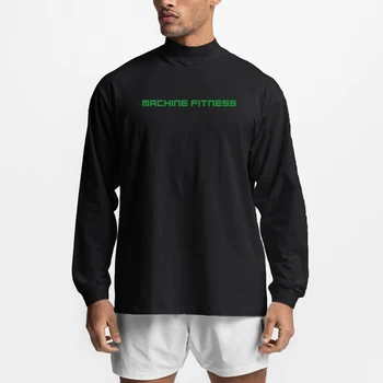 Rahat Damla Omuz Uzun Kollu pamuklu tişört Erkek Spor Salonu Spor Büyük Boy T shirt Sonbahar Balıkçı Yaka Tee Üstleri Spor Giyim