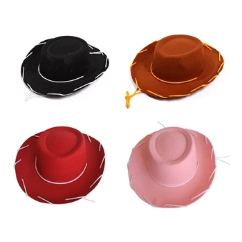 Vintage Batı kovboy şapkası Dize Tasarım Keçe Kap Erkek Kadın Rahat Düz Renk Geniş Ağız Caz Şapka Açık Parti Cosplay Sahne