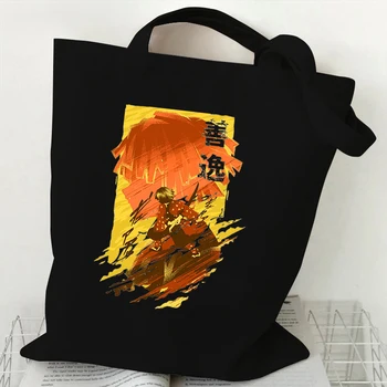 Japon animesi Tote Çanta Thunder Solunum Saldırı Kanvas Çanta Anime Grafik Alışveriş omuz çantaları yüksek kaliteli çanta Moda Çanta