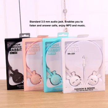 Yeni Mini 3.5 mm Sevimli Tavşan Karikatür Stereo Kulaklık kulak kancalı kulaklık Spor Kulaklık Kızlar Çocuklar için Cep Telefonu Hediye Mp3