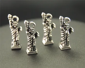 10 adet Gümüş Renk özgürlük heykeli Charm Fit Bilezikler Kolye DIY Metal Takı Yapımı 20x6mm A1934