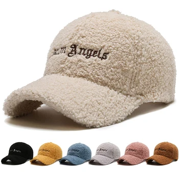 Kış beyzbol şapkası Kalın Kuzu Yün snapback Şapka Güneş koruma Rahat Kapaklar Yumuşak Peluş Nakış Mektup ayarlanabilir beyzbol şapkası
