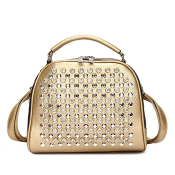 Kadınlar İçin çok fonksiyonlu Sırt Çantası omuzdan askili çanta PU Deri Bayan el çantası Elmas Tasarımcı sırt çantası kızlar için Sırt Çantası altın