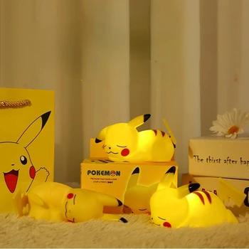 Pokemon Pikachu Gece Lambası sevimli Anime yumuşak ışık yatak odası başucu led ışık odası dekorasyon çocuk oyuncak hediye