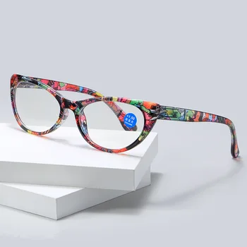 Bayanlar Çiçek okuma gözlüğü Moda Baskı Şeffaf Presbiyopi Gözlük Züccaciye Derece İle +1 +1.5 +2 +2.5 +3 +3.5 +4
