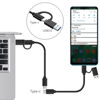 Çok fonksiyonlu 2 in 1 Şarj Kablosu USB3.0 USB A/C C Şarj Data Sync Kablosu Cep Telefonu Dizüstü Tablet için