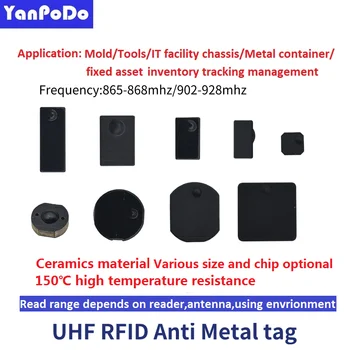 Mikro Boyutu 915 MHz Anti Metal UHF RFID Metal Etiketleri EPC Gen2 865 MHz Yüksek Sıcaklık Dayanımı İçin Metal Makinesi Araçları Takip