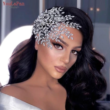 YouLaPan HP438 Parlak Gelin Headdress Lüks Düğün Kafa Bandı Kadın saç aksesuarları Kraliçe Başlığı Parti Ziyafet Şapkalar