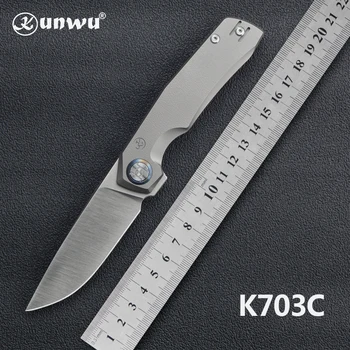 Kunwu Tao Kompakt K703C Elmax Açık Meraklıları Macera Survival Keskin Yüksek Sertlik Titanyum Taşınabilir EDC Katlanır Bıçak Yeni