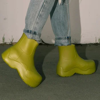 Kadın Modern Moda Tasarım Çizmeler Su Geçirmez Katı EVA yağmur botu Platformu Düz Olmayan Tıknaz Topuk Taban Bayanlar seksi ayakkabılar Toptan