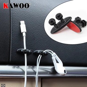 KAWOO Ücretsiz Kargo Mini Yapışkanlı araba şarjı Hattı Toka Kelepçe Kulaklık / USB kablosu Araba Klip Otomobil İç Aksesuarları 8 ADET