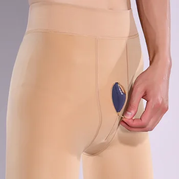 Fermuar Kış Sıcak Erkek Külotlu Termal Tayt Iç Çamaşırı Pantolon Tayt Iç Çamaşırı Homme Penis Çantası Seksi Paçalı Don Pantolon