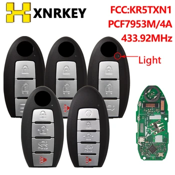 XNRKEY FCC: KR5TXN1 için Uzaktan Kumanda Araba Anahtarı Nisan Rogue Kicks S Spor 2018 2019 2020 PCF7953 / 4A Çip 433.92 MHz Anahtarsız Gitmek