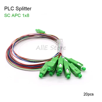 20 adet SC / APC 1X8 PLC Splitter 0.9 mm çelik boru 1m Fiber optik sıyırıcı FTTH fiber Optik Konnektör 1 * 8 SC APC Ücretsiz Kargo