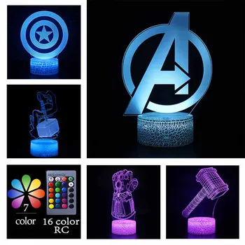 Avengers Süper Kahraman Aksiyon Figürleri Silahlar LED Lambalar Infinity Dayağı Thor Mjolnir kaptan kalkanı 3D Dekor gece ışıkları çocuk hediye