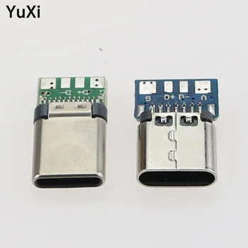 10 adet USB 3.1 Tip C Konnektör Erkek / Dişi Soket Priz Adaptörü Lehim Teli Kablosu 24 Pin Desteği PCB kartı Port Jakı
