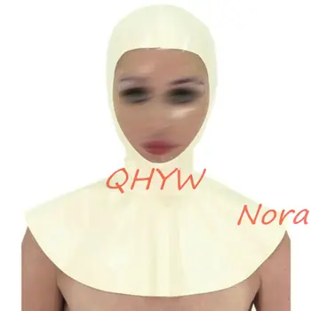 Doğal Lateks Yüz Maskesi Hood Kadınlar için Cosplay Kostümleri Fetiş Cosplay Maske Geri Fermuar gece elbisesi