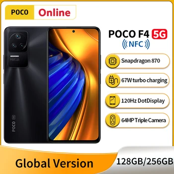 Yeni POCO F4 Küresel Sürüm Snapdragon 870 5G Cep Telefonu NFC 120Hz AMOLED DotDisplay 67W Hızlı Şarj 64MP Üçlü Kamera Wi-Fi 6