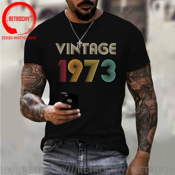 Vintage 1973 Tüm Orijinal Parçalar 46th Doğum Günü Hediyeleri T Shirt Erkek Kadın Yenilik Üstleri Eşi Koca kısa kollu tişört Aile Tees