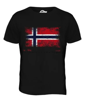 Norveç Sıkıntılı Bayrağı erkek tişört Üst Noreg Norveç Norge Gömlek Futbol