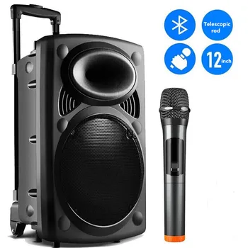 12 İnç Yüksek Güç Çok Fonksiyonlu bluetooth hoparlör Kablosuz Mikrofon İle Yüksek Sesle Subwoofer Mobil Karaoke Açık Ses