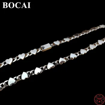 BOCAI S925 Ayar Gümüş Charm Kolye 2022 Yeni Popüler Kalp Düz Zincir Saf Argentum Moda Boyun Zinciri Takı Kadınlar için