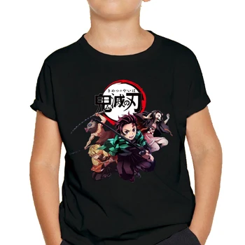 Komik japon animesi Kimetsu Hiçbir Yaiba iblis avcısı Erkek Kız T Shirt Grafik En Tees Tshirt streetwear tişört Çocuk Giysileri