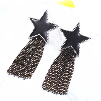 Yıldız Siyah Emaye Küpe moda takı 9 Stil Geometrik Püskül Küpe Kadınlar İçin Bijoux
