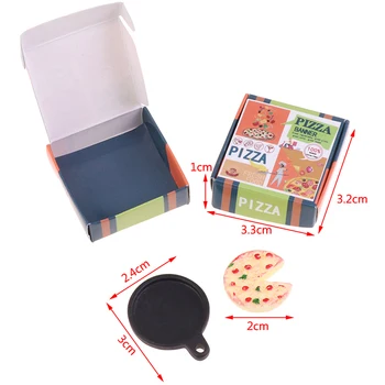 1: 12 Mini Reçine Pizza Kutusu Simülasyon Gıda Modeli Oyuncak Dollhouse Sahne Modeli Minyatür Gıda Oyun Süsleme