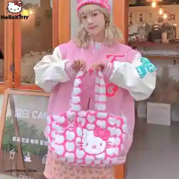 Hello Kitty Y2k Peluş omuzdan askili çanta Lüks Sanrio Çanta Kore Leopar Kadınlar İçin Crossbody Çanta Öğrenci Tatlı Lolita Kız Oyuncak