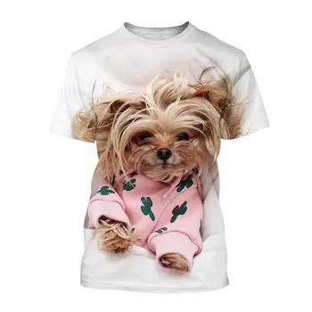 Yeni Sevimli Hayvan Pet Köpek Avustralya Terrier 3d Baskı erkek kadın çocuk T-shirt Nefes Hafif Yaz Spor Üst