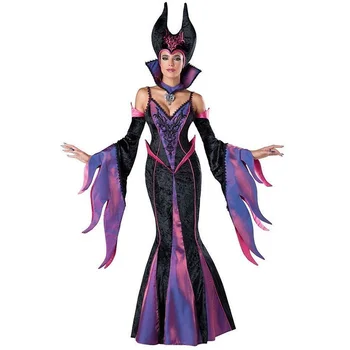 Sıcak Satış Karakter Maleficent Kostüm Yetişkin Koyu Büyücü Bayan Cadılar Bayramı Evil Kraliçe süslü elbise Kostüm Disfraces W159341