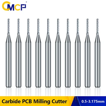 CMCP PCB freze kesicisi Seti 0.5-3.175 mm Karbür Mısır End Mill 3.175 mm Shank CNC makine kesme takımı Yönlendirici Bit