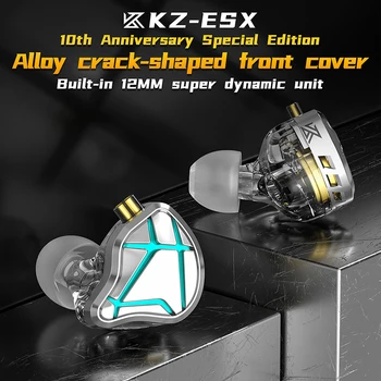 KZ ESX Metal Kablolu Kulaklık 12mm Büyük Dinamik Kulaklık Mikrofon İle Kulak Monitörü Spor Oyun Müzik HiFi Telefon Kulaklık 3.5 MM