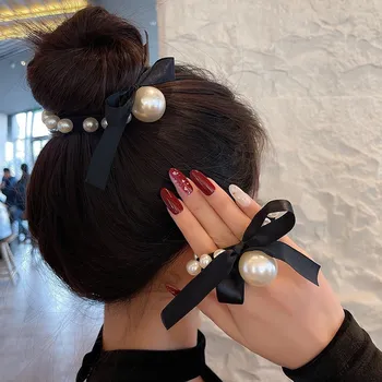 Yeni Kore İnci Saç Bağları Yüksek Elastik Kadın Hairband Scrunchies Kızlar lastik toka Lastik Bant Moda saç aksesuarları