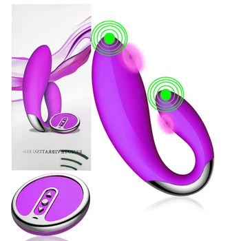 Seks Oyuncakları Vajinal Yapay Penis Vibratör Çift Motorlu U Şekli Vibratör 10 Hızları Titreşimli Klitoris Stimülatörü Çiftler İçin Yetişkin Oyunları