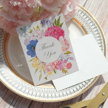 yeni 50 adet Mini mor pembe sarı mavi çiçek teşekkür kartı Scrapbooking düğün davetiyesi DIY Dekor hediye parti kartı