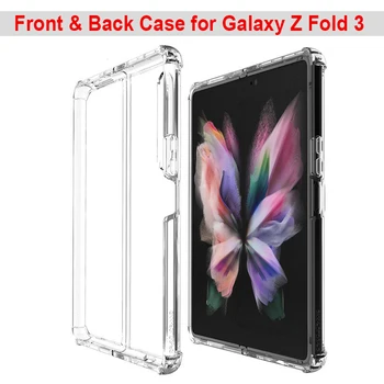 Darbeye dayanıklı Silikon samsung kılıfı Galaxy Z Kat 3 Ön Arka Şeffaf Kılıf Kapak için Galaxy Z Fold3 Tampon Kabuk Koruyucu Kılıf