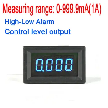 0-999. 9 MA DC Ampermetre Alarmı Yüksek Düşük seti Dijital AMP METRE 1A W / Buzzer Akım LED göstergesi panel metre Monitör kontrol şant