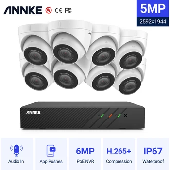 ANNKE 8CH FHD 5MP POE Ağ Video Güvenlik Sistemi H. 265+ 6MP NVR İle 5MP Gözetim POE Kameralar Ses Kayıt Ip Kamera