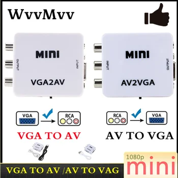 WVVMVV HD Mini RCA CVBS AV VGA Video Dönüştürücü ile 3.5 mm Ses AV2VGA Adaptörü PC İçin TV HD Bilgisayar TV 1080P