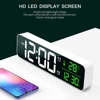 LED dijital alarmlı saat Saatler Yatak Odası Başucu Erteleme İle Dijital Saat Ağır Uyuyanlar İçin Çift Saat Oturma Odası Dekorasyon