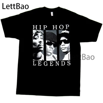 HİP HOP EFSANELERİ T-shirt 2Pac Tupac Biggie Yetişkin Erkek Siyah Yeni Hip Hop T Shirt Erkek / Kadın Harajuku Streetwear Punk Tshirt