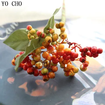 YO CHO 5 adet High-end Yapay Bitki Çevre Dostu Plastik Sahte Etli Noel Meyve Kiraz Buket Ev Noel Dekor DIY