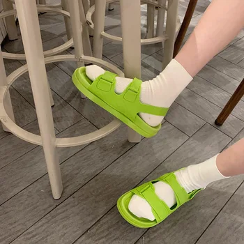 2022 Kore Tarzı Moda plaj sandaletleri Kadın Roma Sandalet Platformu Toka yaz ayakkabı Kadın Tiki Sandalias Ayakkabı SH366