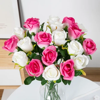 5 ADET yapay çiçekler Gül Buketi Düğün Dekoratif Çelenkler Noel Süslemeleri Vazolar Ev Bahçe Partisi için Sahte Bitkiler