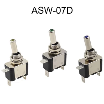 1 ADET ASW-07D Işıklı 12.2 MM Otomotiv Geçiş Anahtarı 20A SPST 3 Pin ON-OFF İle 12 V LED